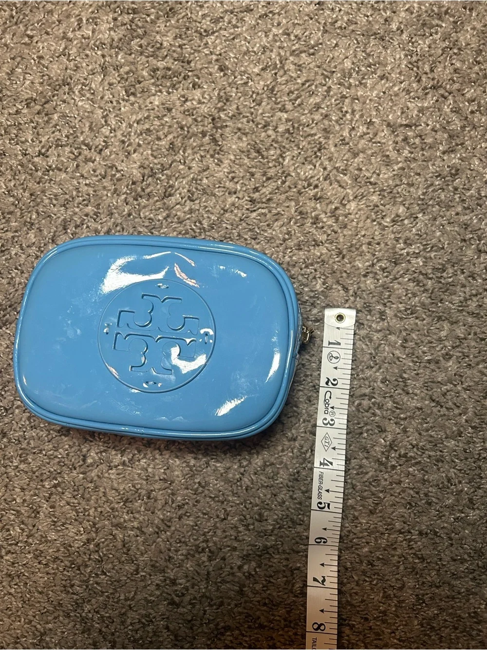 Tory Burch Light Blue Logo Cosmetic Case